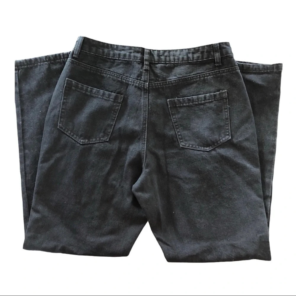 🛍️3/$40 Misguided Distressed Black Denim Jeans Pearls Accents Size 8 - Picture 6 of 7